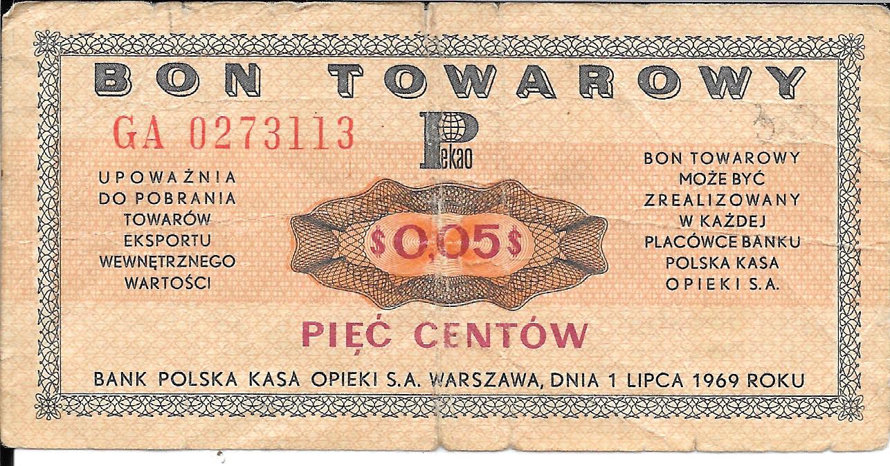 Banconote - Europa - Polonia - FX23 - mbc - 1969 - 5 ct - Num.ref: GA0273113