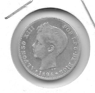 Monedas - EspaÃ±a - Alfonso XIII ( 17-V-1886/14-IV) - 43 - 1896 - 50 ct - plata - Click en la imagen para cerrar