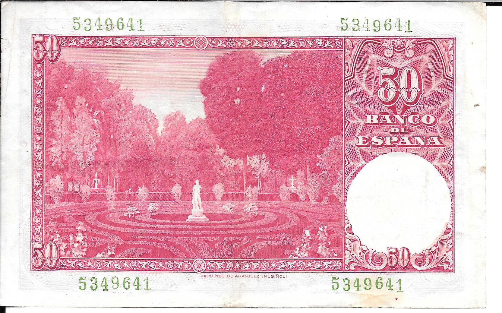 Billetes - EspaÃ±a - Estado EspaÃ±ol (1936 - 1975) - 50 ptas - 482 - mbc - 1951 - Num.ref: 5349641 - sin serie - Click en la imagen para cerrar
