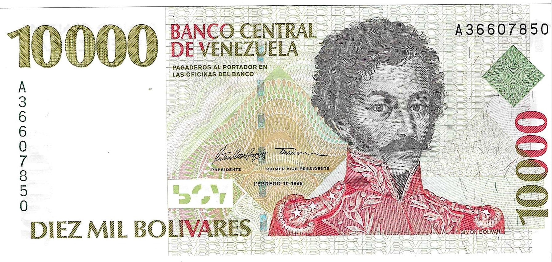 Billetes - America - Venezuela - 81 - SC - 1998 - 10000 bolivares - Num.ref: A36607850