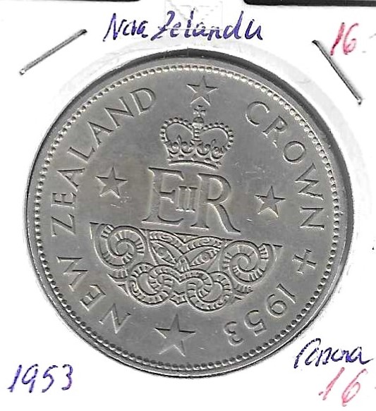 Monedas - Oceania - Nueva Zelanda - 30 - 1953 - corona - plata