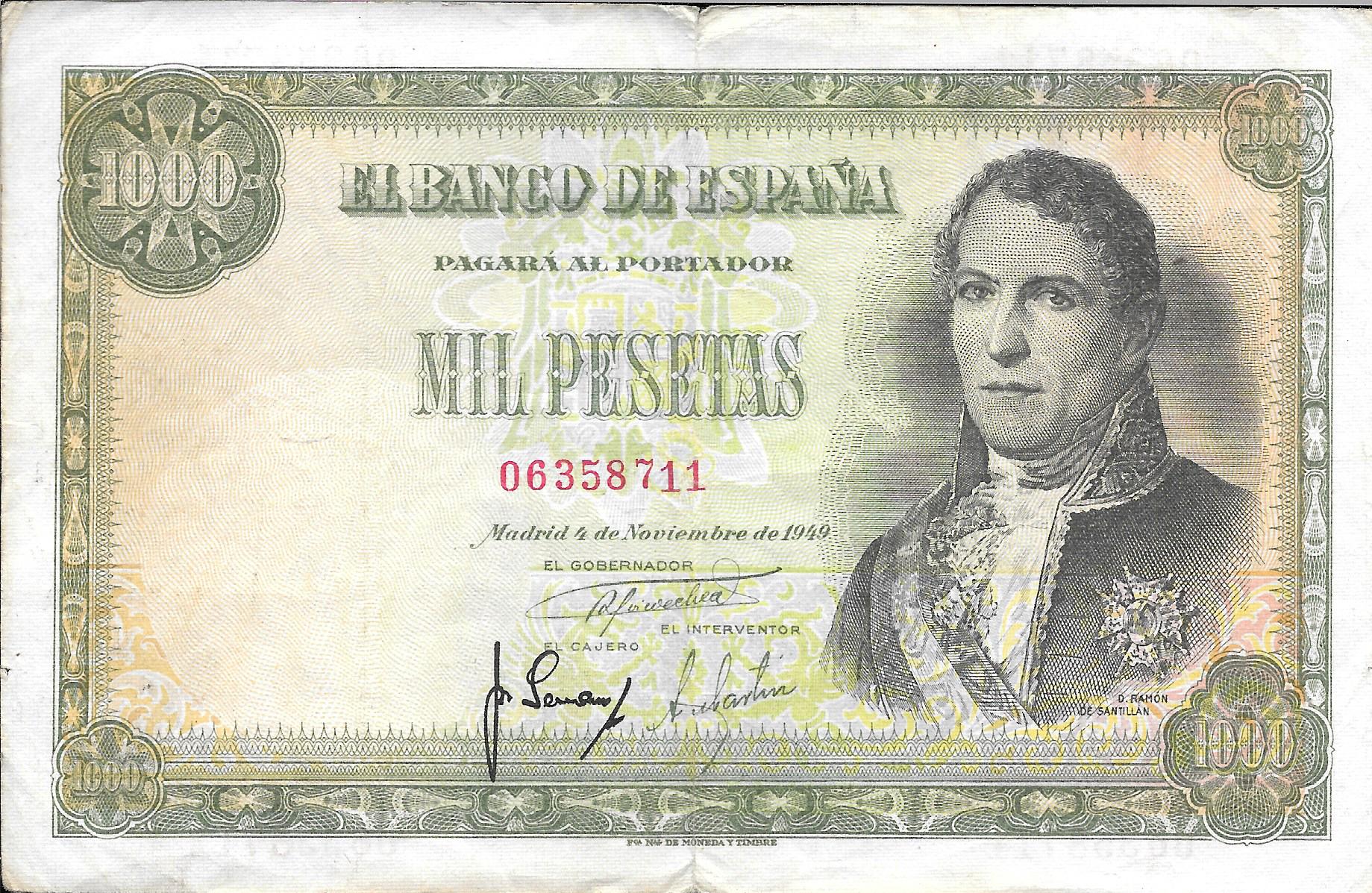 Billetes - EspaÃ±a - Estado EspaÃ±ol (1936 - 1975) - 1000 ptas - 514 - mbc- - 1949 - Num.ref: 06358711