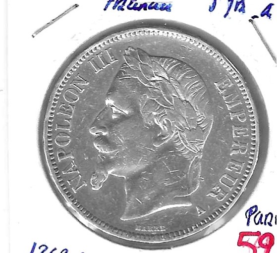 Monedas - Europa - Francia - 799.1 - 1868A - 5 francos - plata - Paris - Click en la imagen para cerrar