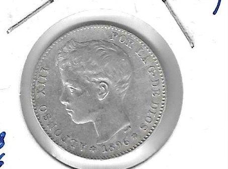 Monedas - EspaÃ±a - Alfonso XIII ( 17-V-1886/14-IV) - 71 - 1896*18*96 - peseta - plata - Click en la imagen para cerrar
