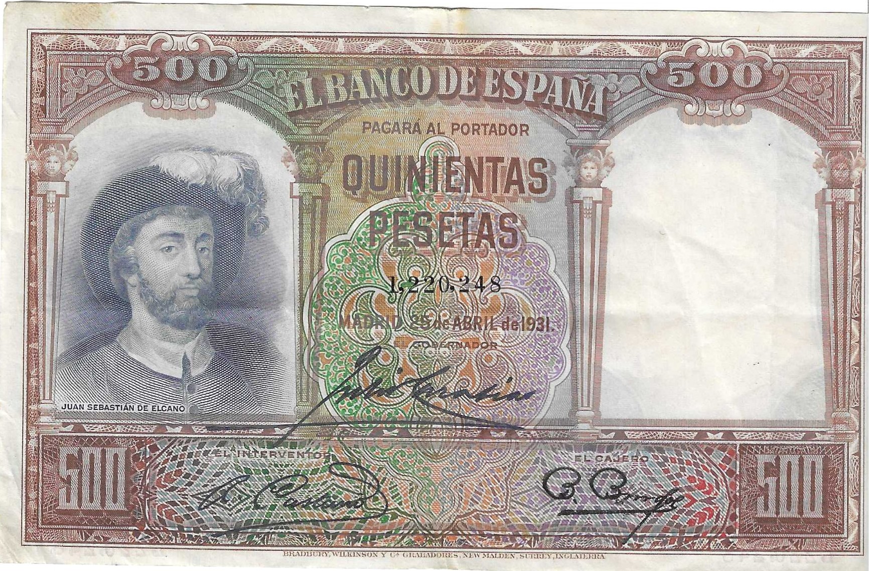 Banknotes - Spain - Alfonso XIII (1886 - 1931) - 363 - MBC - 1927 - 500 ptas - Num.ref: 1825997