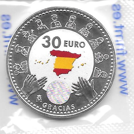 Monedas - Euros - 30€ - España - Año 2020 - Homenaje Sanitarios - COVID 19 - Click en la imagen para cerrar