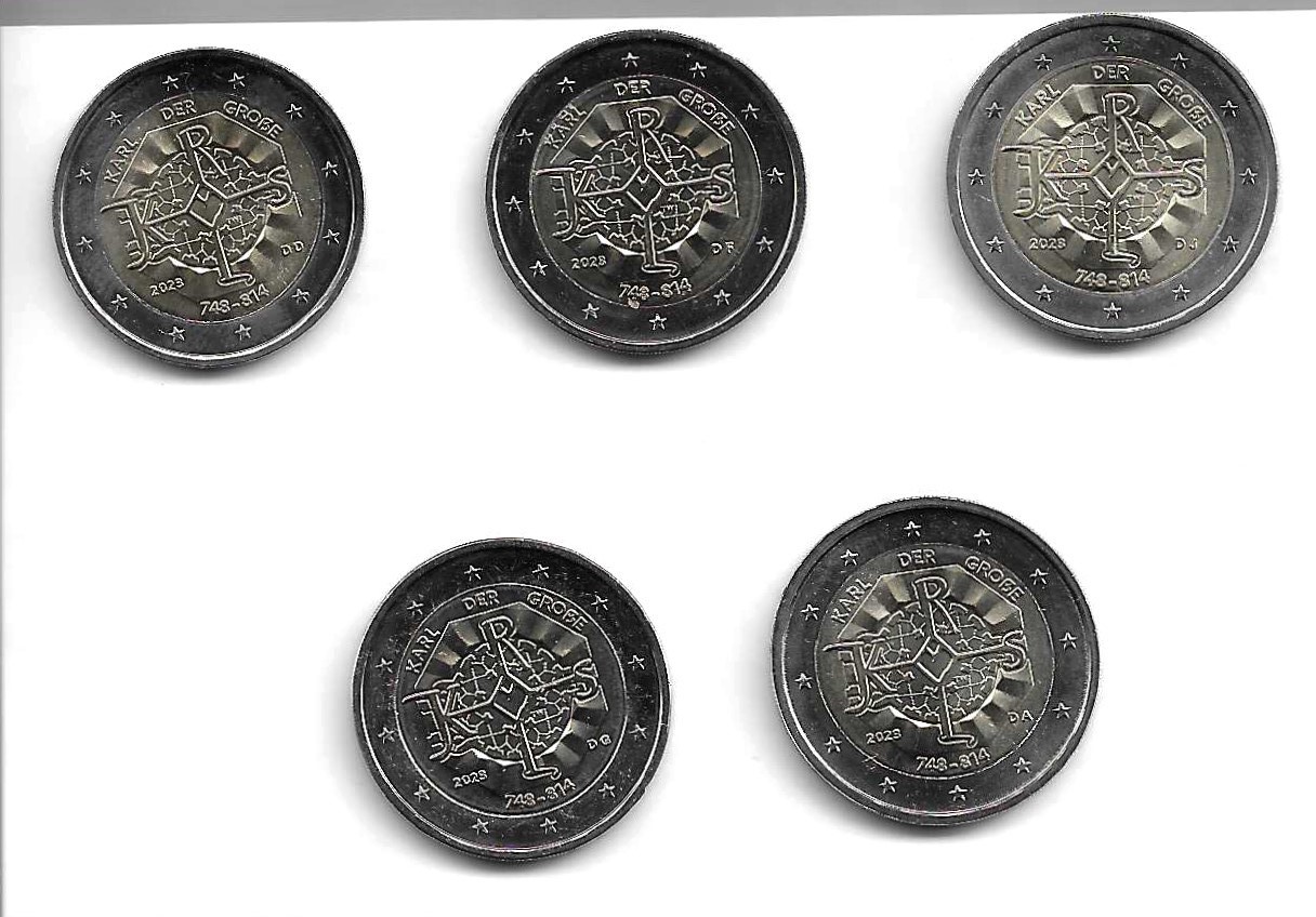 Coins - Euros - 2€ - Germany - - SC - 2023 - 5 coins - Charlemagne