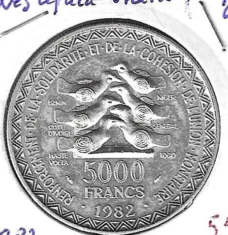 Monedas - Africa - Africa oeste - 11 - 1982 - 500 francos - plata - Click en la imagen para cerrar
