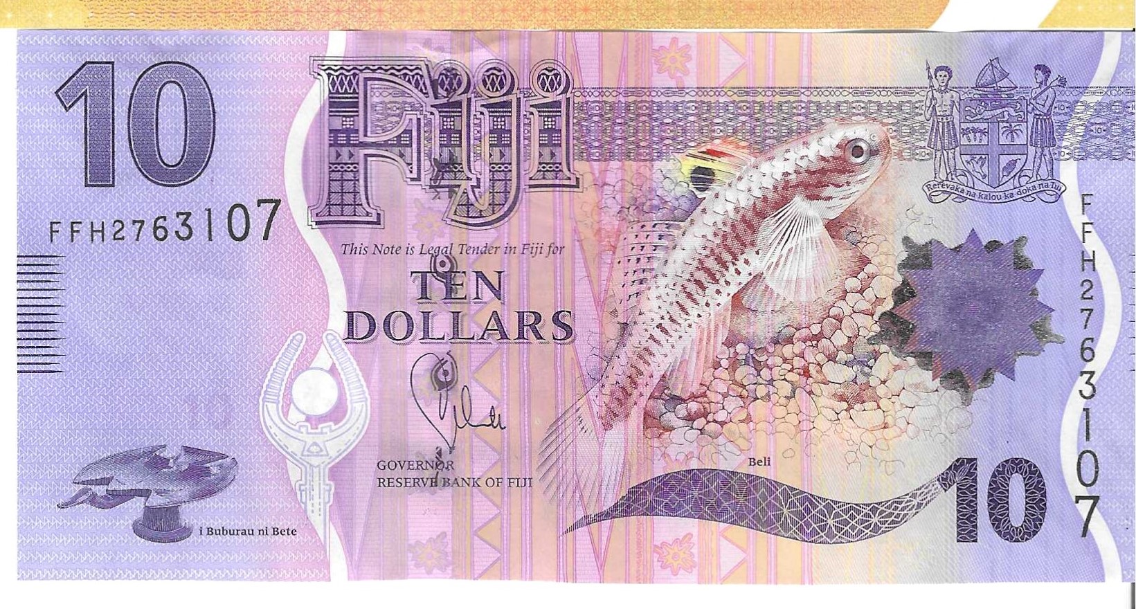 Billetes - Oceania - Islas Fiji - 116 - SC - 2012 - 10 dolares - Num.ref: FFH2763107