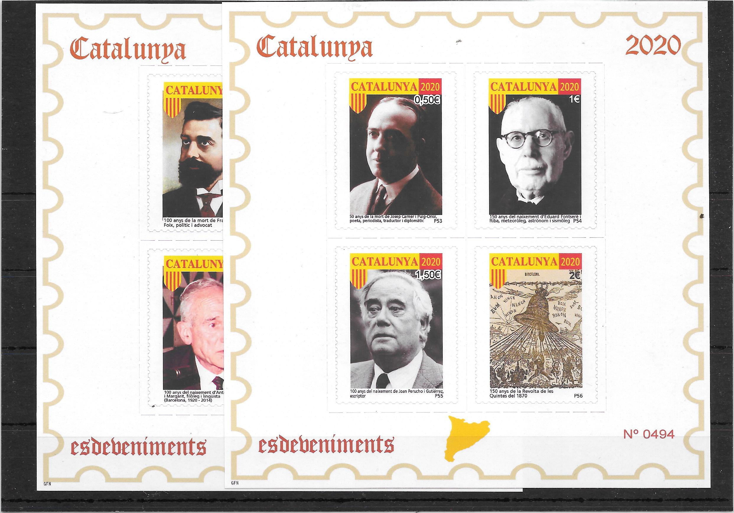 Sellos - Pruebas Filatélicas de Catalunya - Año 2020 - 2HB Pruebas en color - Personajes
