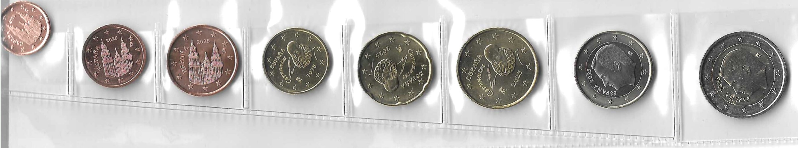 Monedas - Euros - Colección en tiras - España - SC - 2025 - 9 monedas