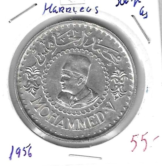 Monedas - Africa - Marruecos - 54S - 1956 - 500 francos - plata