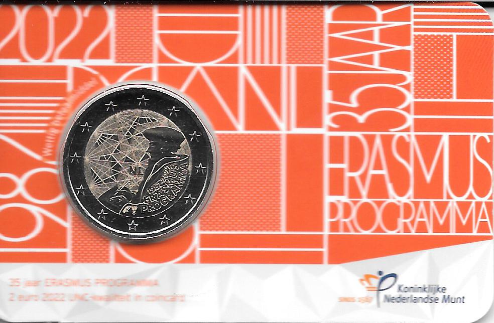 硬币 - 欧元 - 2€ - 荷兰 - SC - 2022 - Erasmus