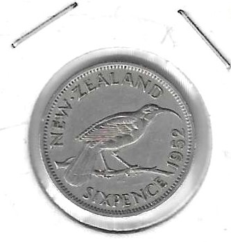 Monedas - Oceania - Nueva Zelanda - 16 - 1952 - 6 penny - Click en la imagen para cerrar
