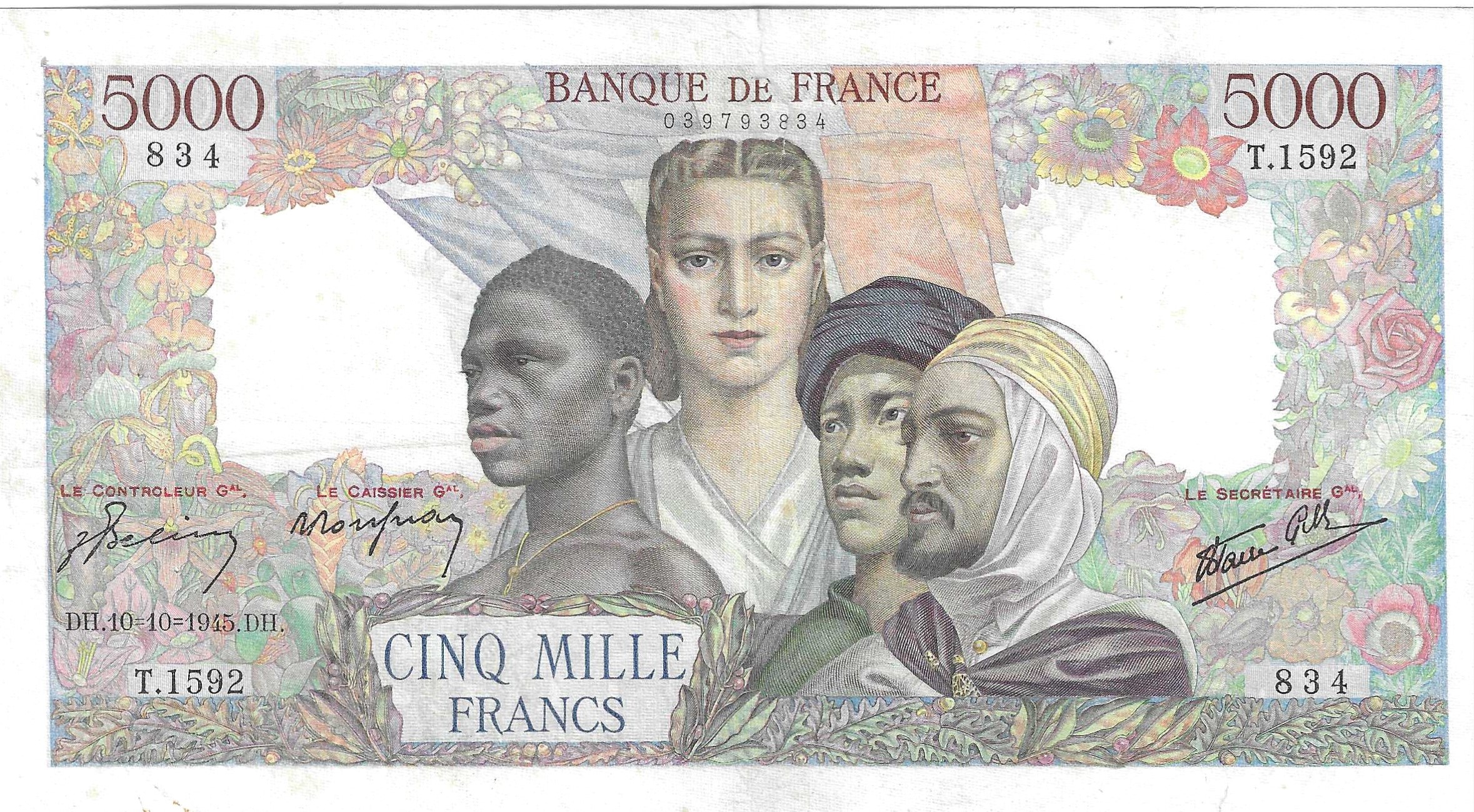 Billetes - Europa - Francia - 103 - EBC - 1945 - 5000 francos - Num.ref: T1592