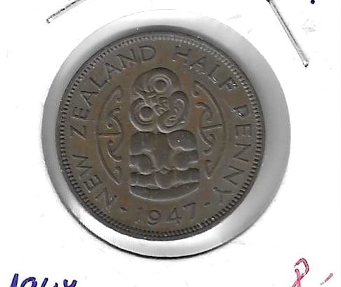 Monedas - Oceania - Nueva Zelanda - 12 - 1947 - 1/2 penny - Click en la imagen para cerrar