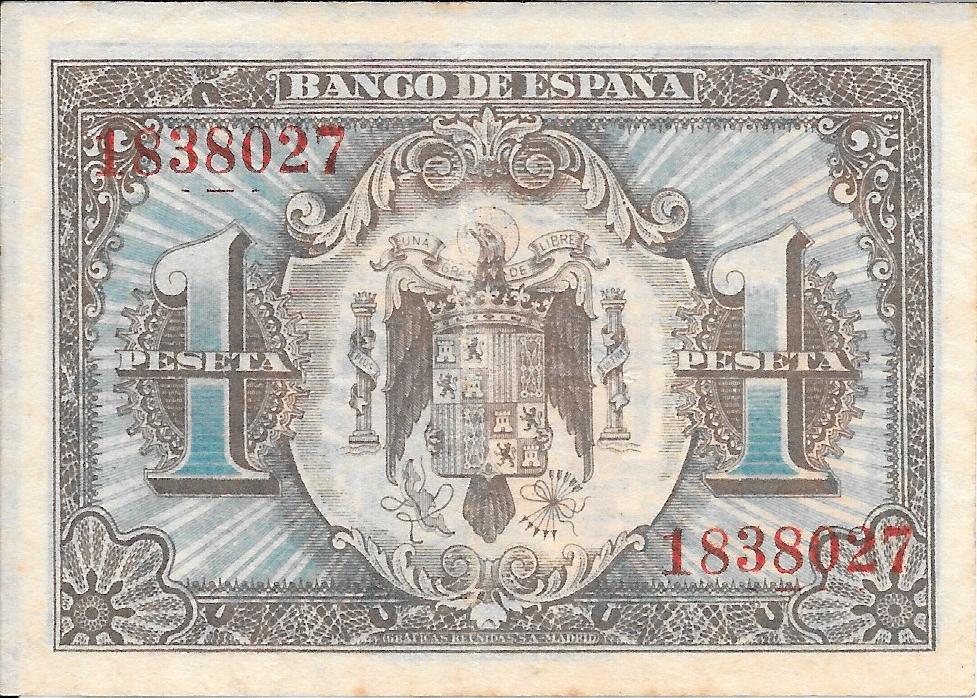 Billetes - EspaÃ±a - Estado EspaÃ±ol (1936 - 1975) - 1 ptas - 434 - ebc - 1940 - Num.ref: 1838027 - sin serie - Click en la imagen para cerrar