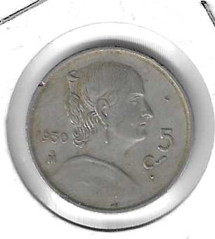 Monedas - America - Mexico - 425 - 1950 - 5 ct - Click en la imagen para cerrar