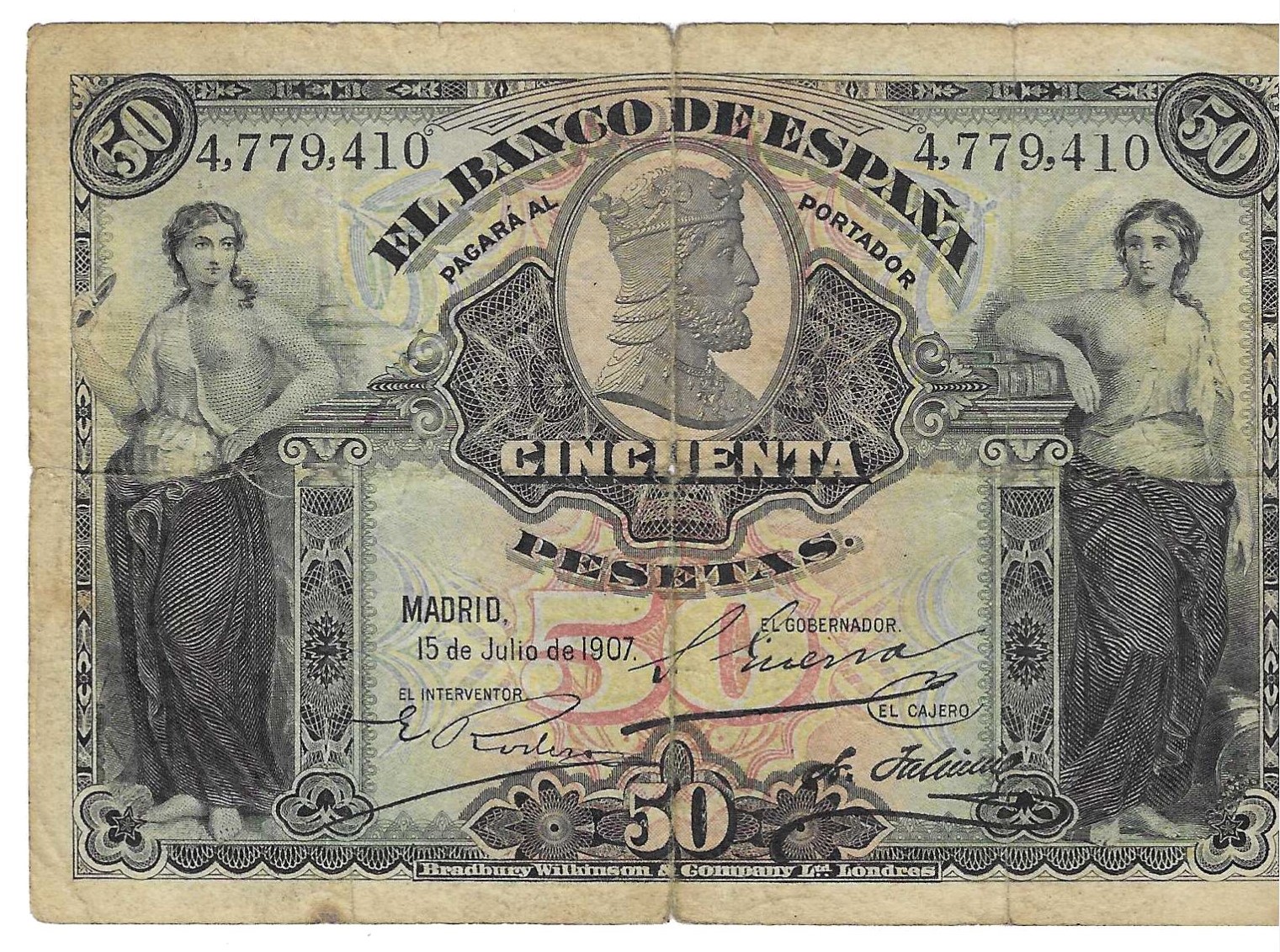 Billetes - España - Carlos VII (1868 - 1909) - 319 - MBC- - 1907 - 50 pesetas - Num.ref: 4779410