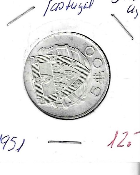 Coins - Europe - Portugal - 581 - 1951 - 5 escudos -silver
