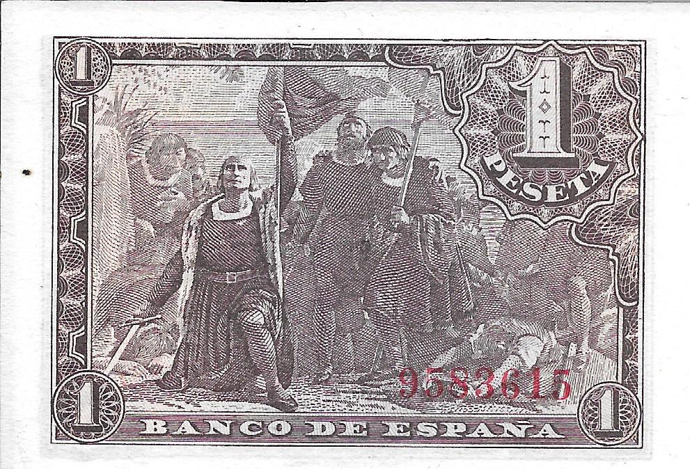Billetes - EspaÃ±a - Estado EspaÃ±ol (1936 - 1975) - 1 ptas - 438 - sc - 1943 - Num.ref: 9583615 - sin serie - Click en la imagen para cerrar