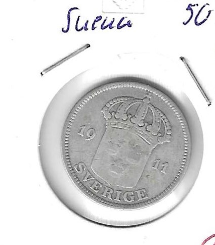 Monedas - Europa - Suecia - 788 - 1911 - 50 ore - plata - Click en la imagen para cerrar