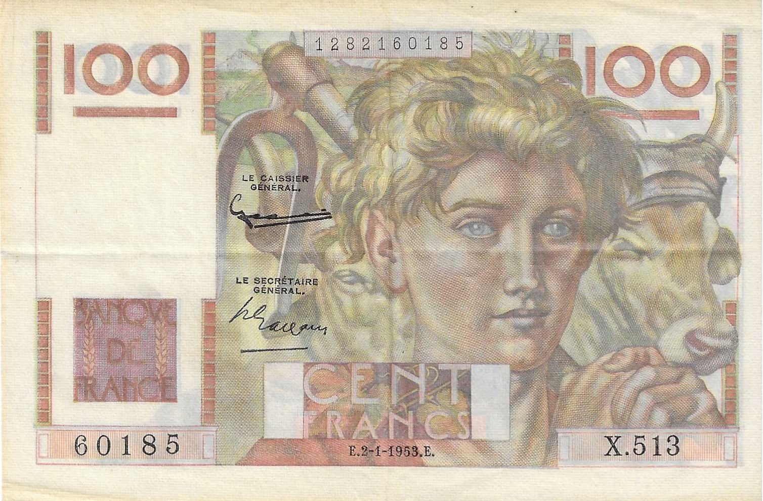 Billetes - Europa - Francia - 127d - MBC+ - 1953 - 100 francos - Num.ref: 60185