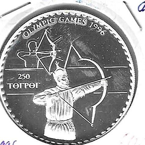 Monedas - Asia - Mongolia - 112 - 1995 - 250 tugrik - plata - Click en la imagen para cerrar
