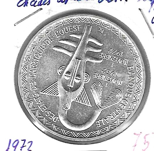 Monedas - Africa - Africa Oeste - 7 - 1972 - 500 francs - plata - Click en la imagen para cerrar