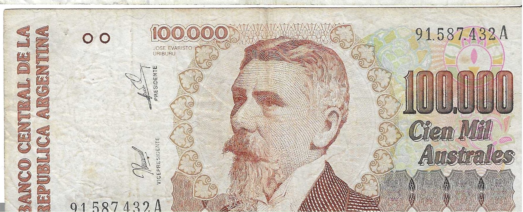 Billetes - America - Argentina - 336 - MBC- - 1990 - 100000 austral - Num.ref: 91587432A
