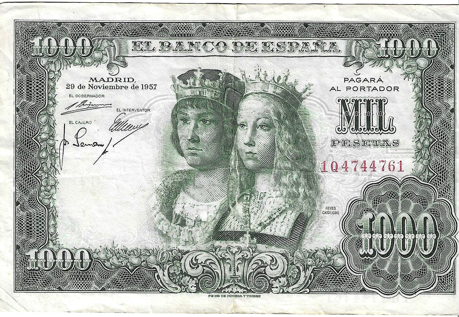 Billetes - España - Estado Español (1936 - 1975) - 1000 ptas - 518 - BC+ - 1957 - Num.ref: 1Q4744761