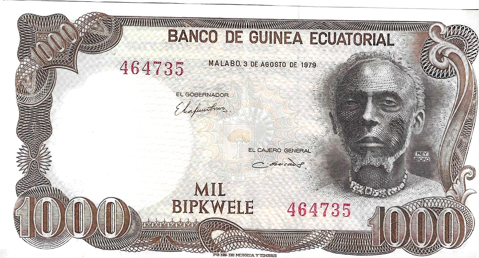 Notas - África - Guiné Equatorial - 16 - SC - 1979 - 1000 bipkwele - Num.ref: 464735