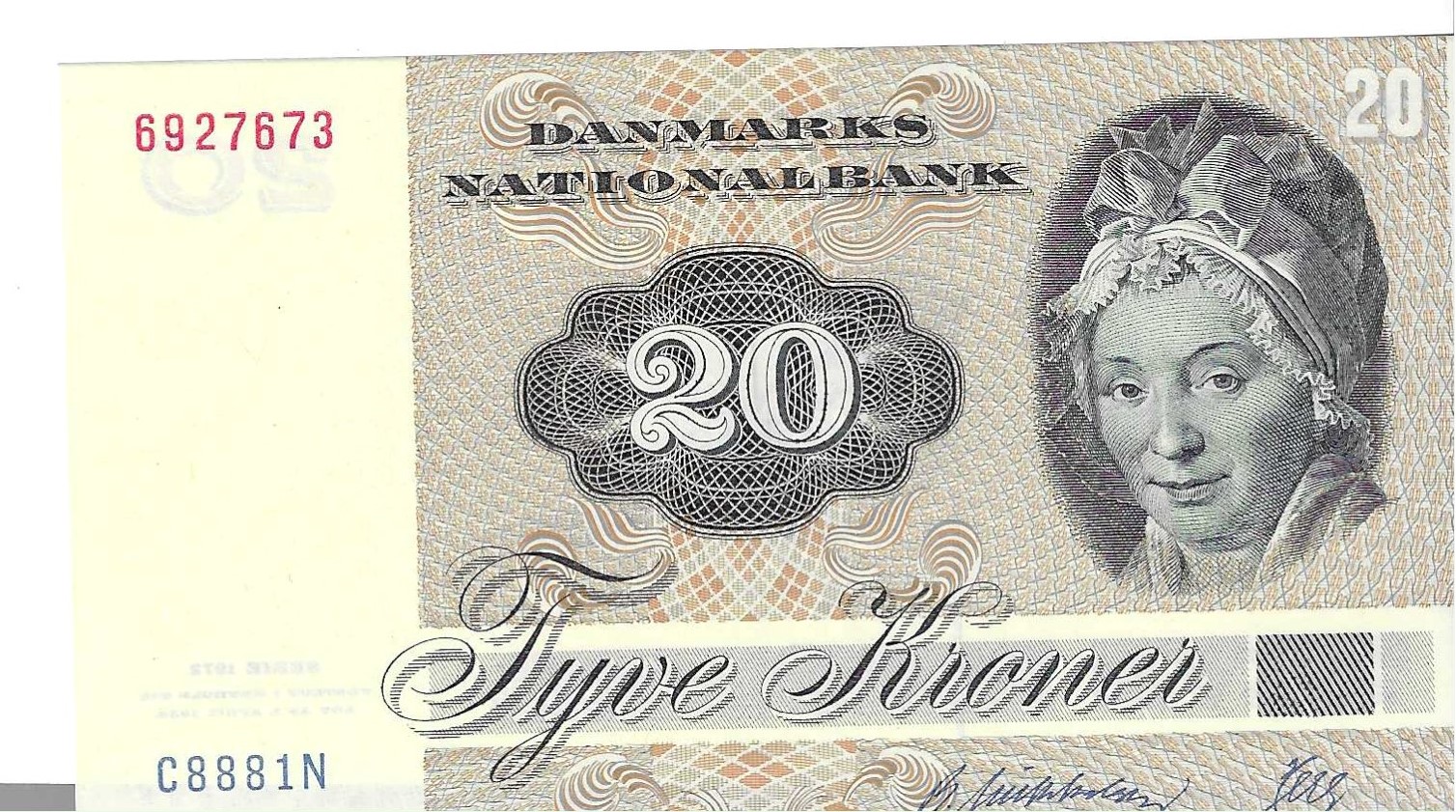 Billetes - Europa - Dinamarca - 49H - SC - 1967 - 20 corona - Num.ref: C8881N