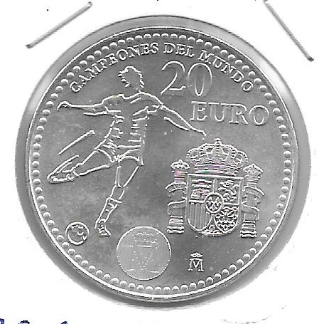 Monedas - Euros - 20€ - España - Año 2010 - Campeones del Mundo Futbol - Click en la imagen para cerrar