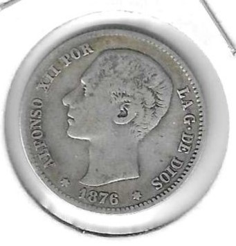 Monedas - EspaÃ±a - Alfonso XII (29-XII-1874/28-XI) - 60 - 1876 - peseta - plata - Click en la imagen para cerrar