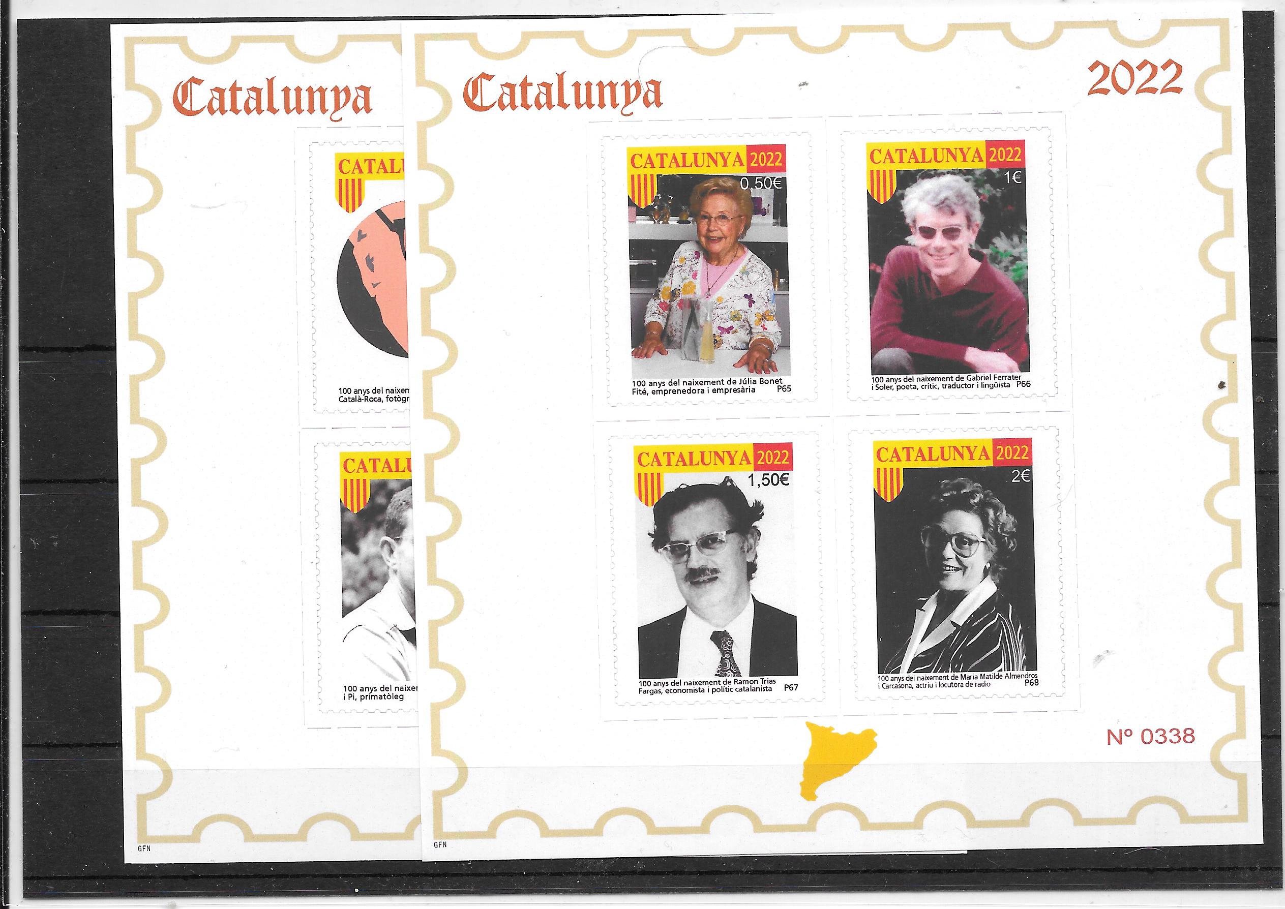 Sellos - Pruebas Filatelicas de Catalunya - Año 2022 - 2HB Pruebas en color - Personajes