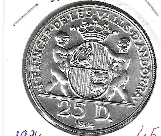 Monedas - Europa - Andorra - 18 - 1984 - 25 diner - plata - Click en la imagen para cerrar