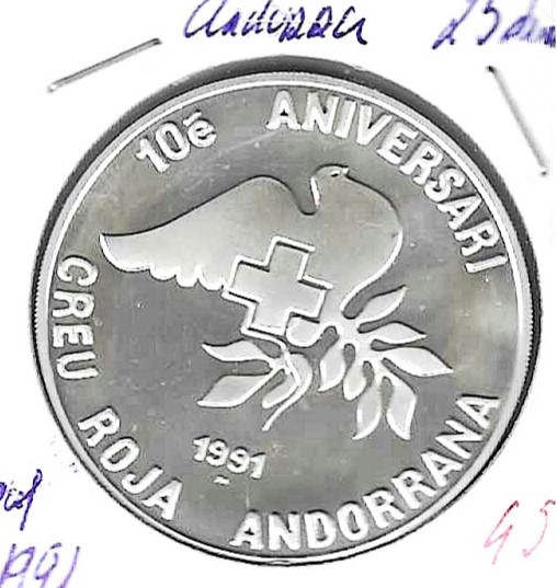 Monedas - Europa - Andorra - - 1991 - 25 diner - plata - Click en la imagen para cerrar
