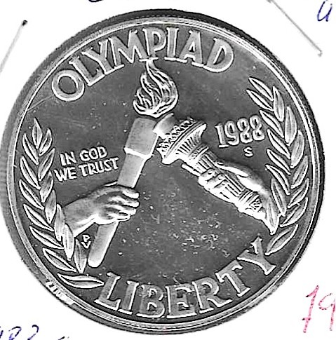 Monedas - America - Estados Unidos - 222 - 1988 - dolar - plata - Click en la imagen para cerrar