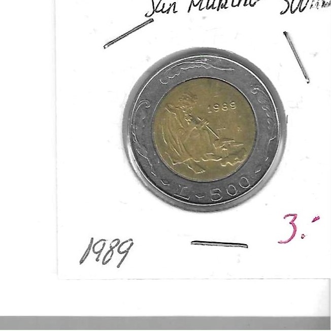 Monedas - Europa - San Marino - 239 - 1989 - 500 liras