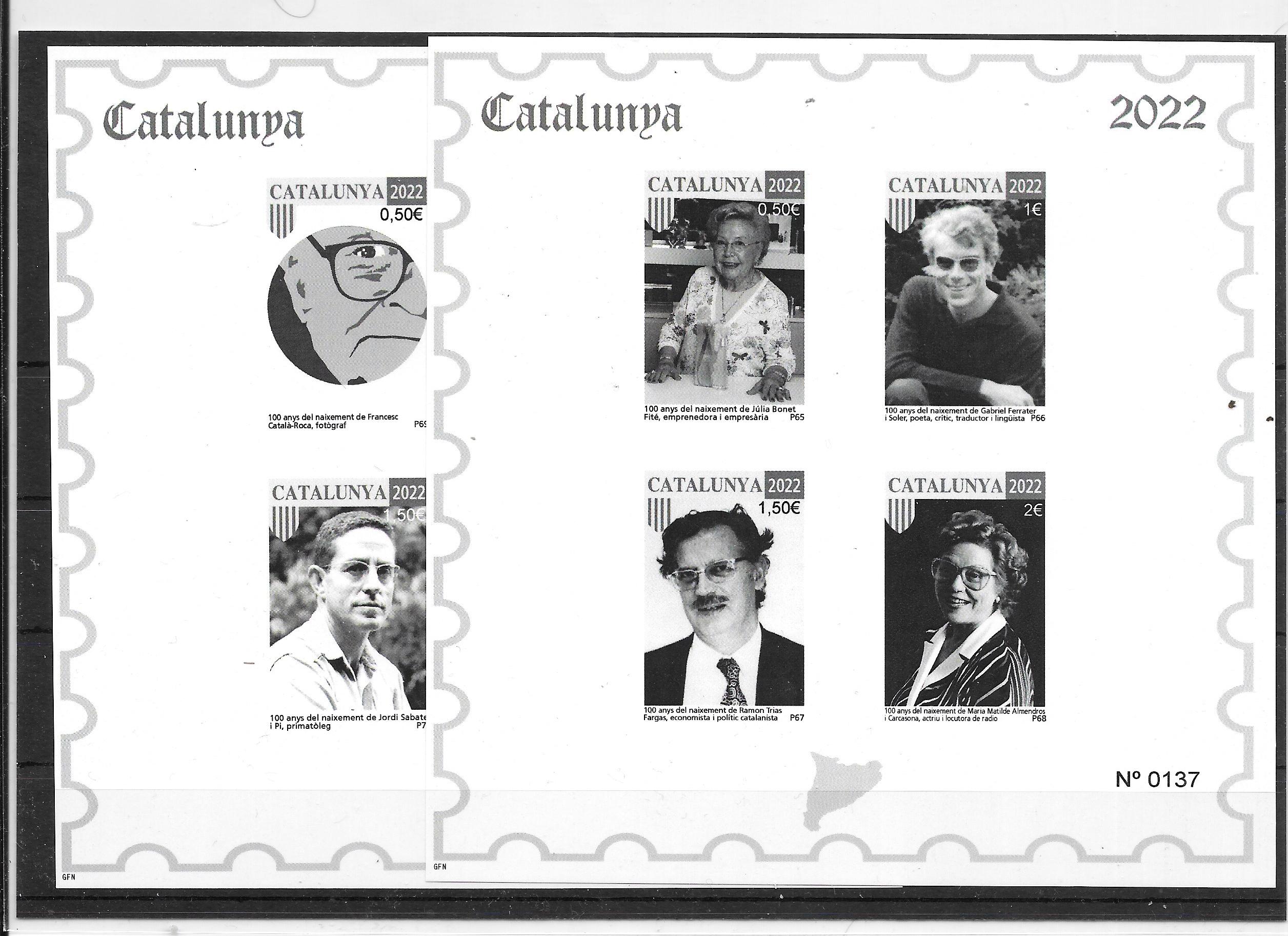 Sellos - Pruebas Filatelicas de Catalunya - Año 2022 - 2HB Pruebas en b/n - Personajes