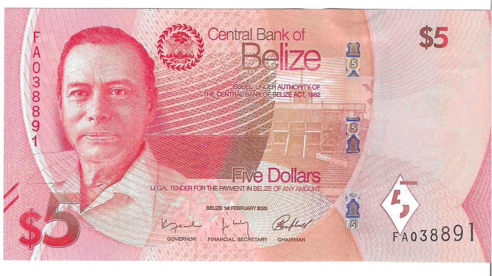 Billetes - America - Belize - 67 - SC - 5 dolares - Num.ref: FA038891