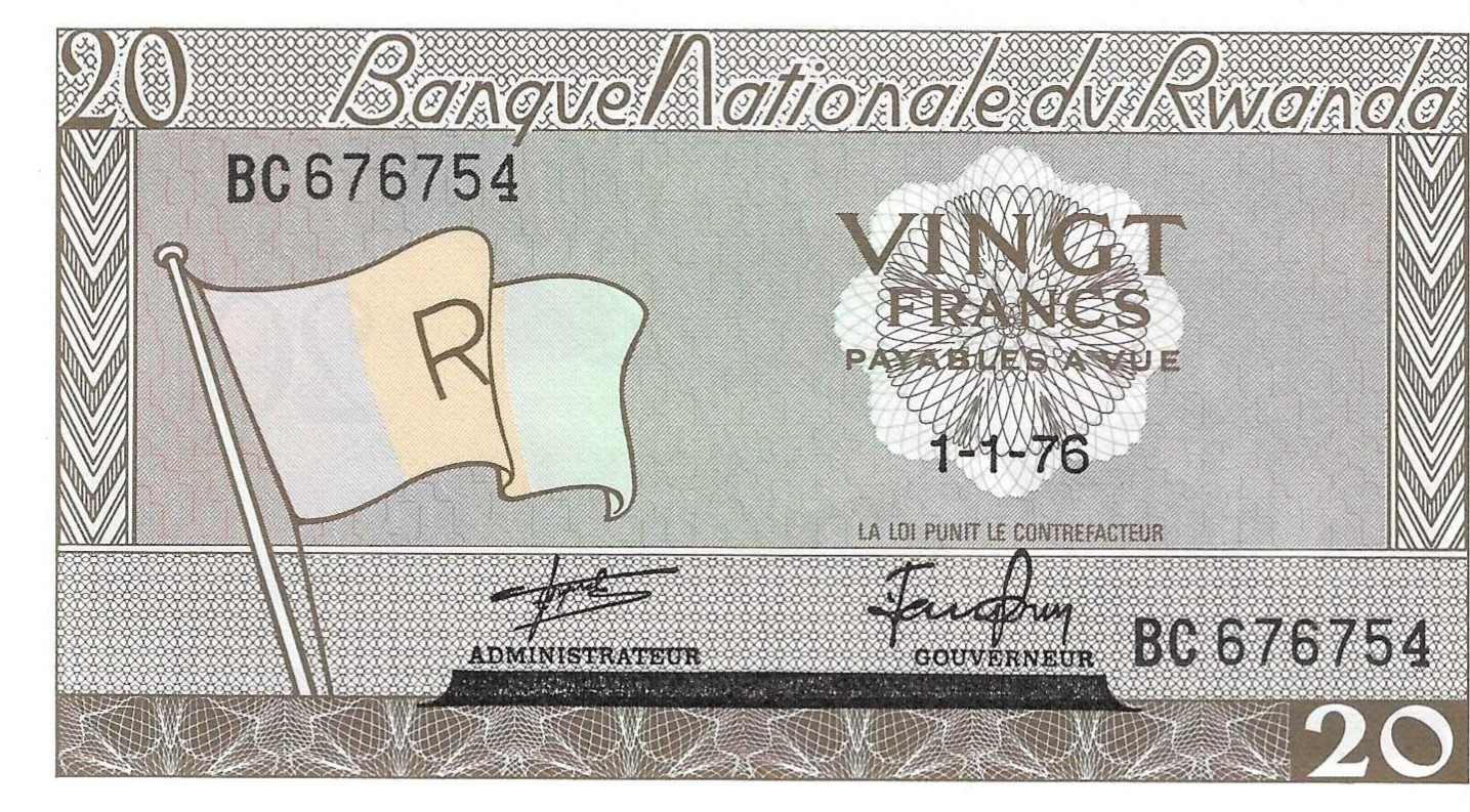 Billetes - Africa - Ruanda - 6e - SC - 1976 - 20 francos - Num.ref: BC676754