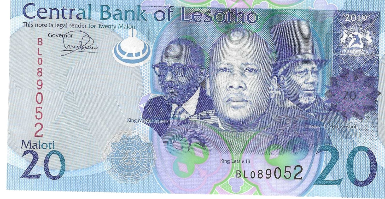 Billetes - Africa - Leshoto - 22b - SC - 2019 - 20 maloti - Num.ref: BL089052