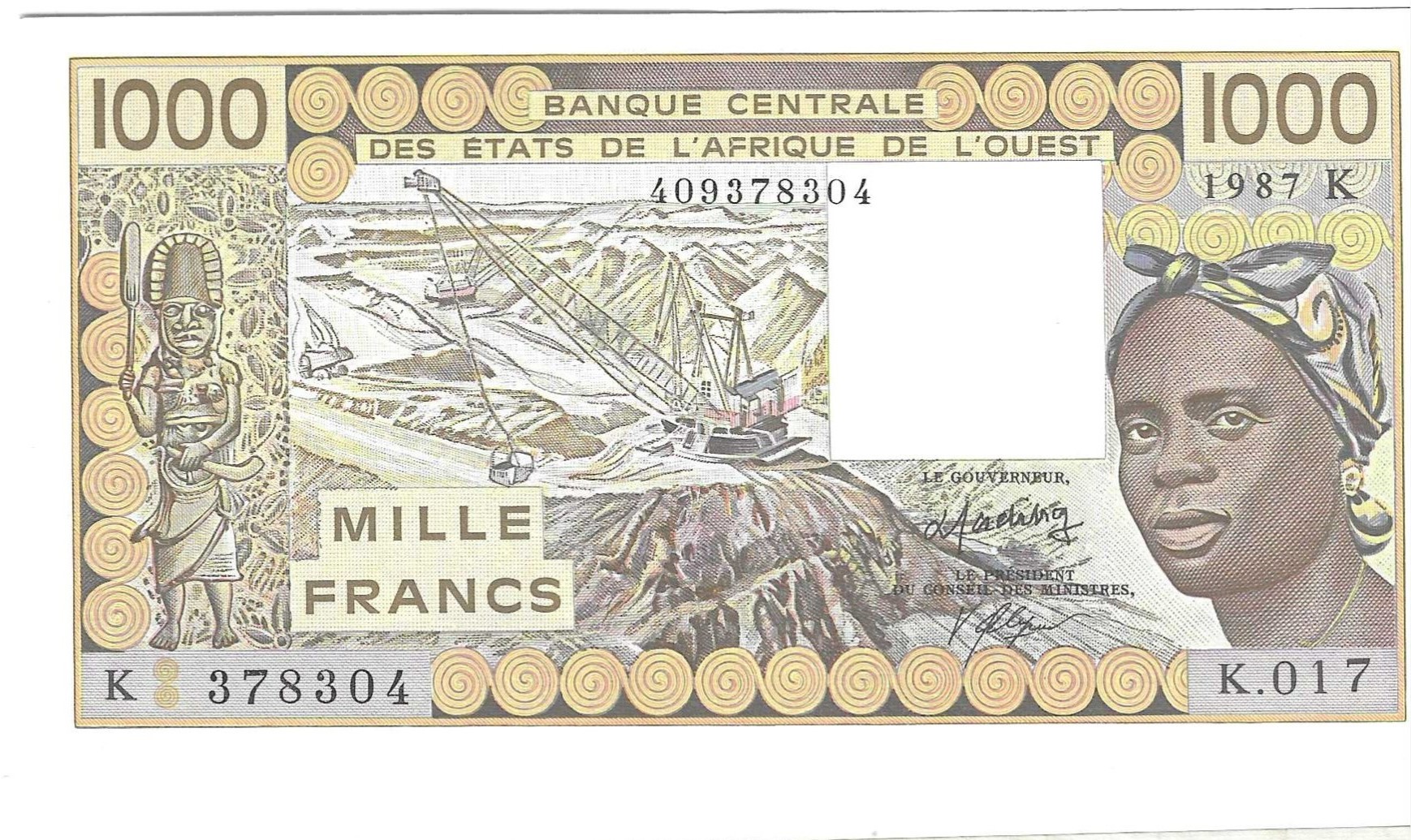 纸币 - 非洲 - 西非国家 - 707KH - SC - 1987 - 1000 法郎 - 塞内加尔 - Num.ref: K017