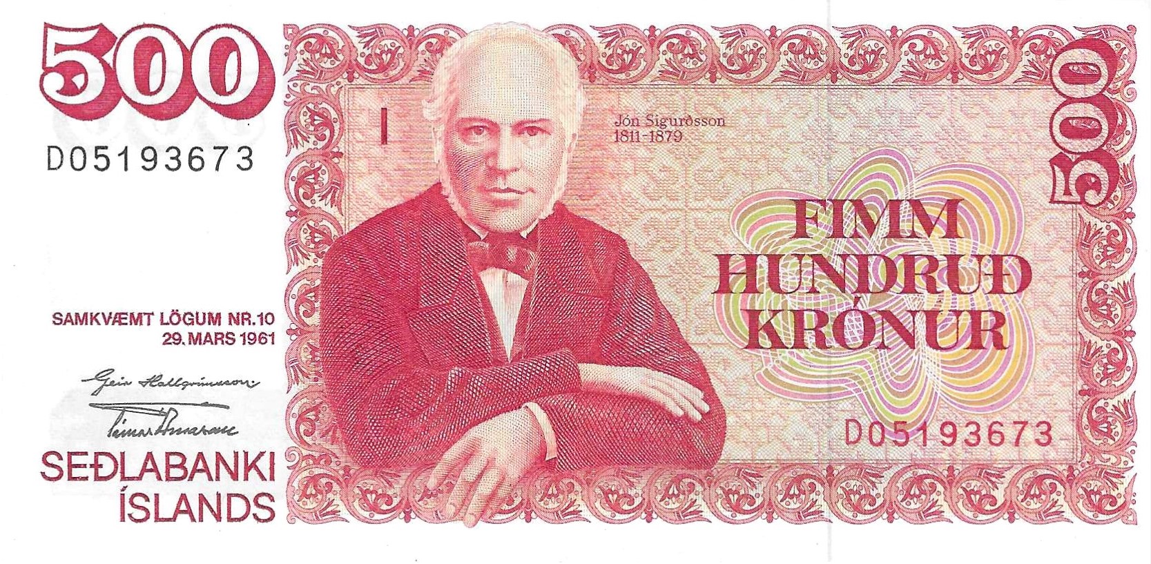 Billetes - Europa - Islandia - 51 - SC - 1961 - 500 corona - Num.ref: D05193673