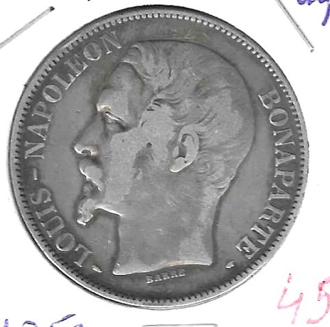 Monedas - Europa - Francia - 773.1 - 1852A - 5 francos - plata - Click en la imagen para cerrar