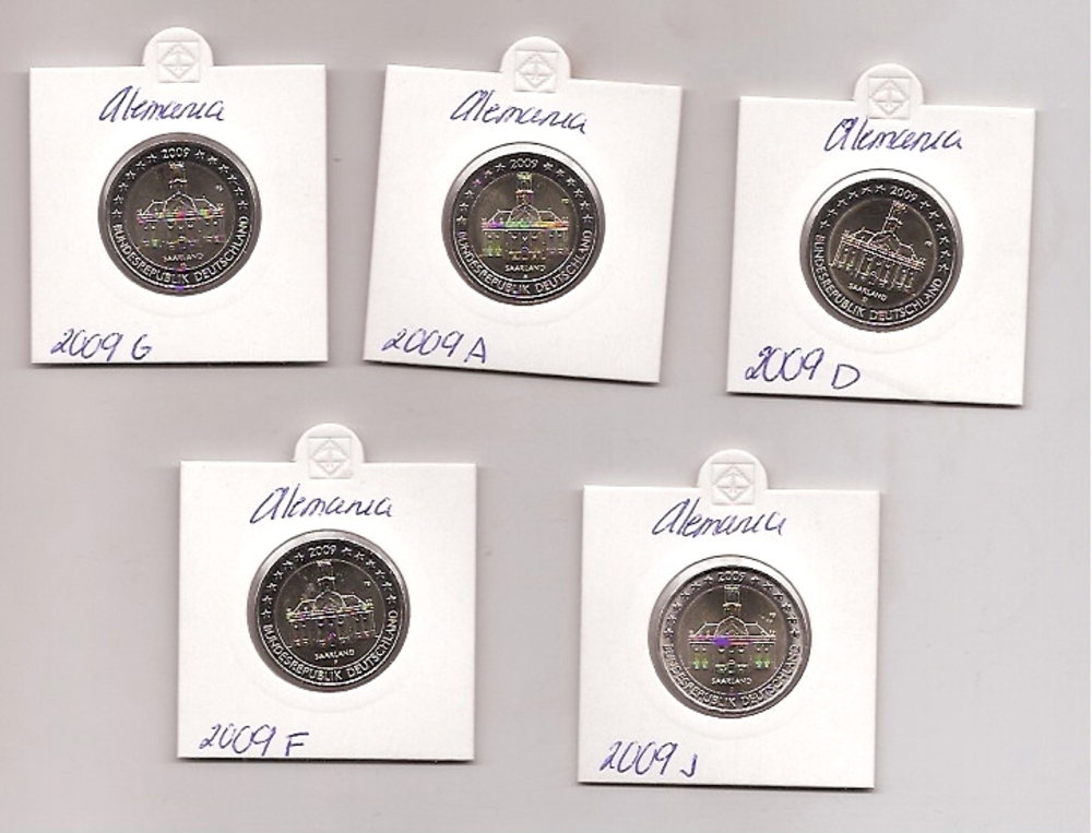 2€ - Alemania - SC - Año 2009 - Saarland (Sarre) 5 monedas  - 5 cecas