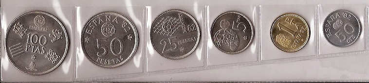 Coins - Spain - Juan Carlos I (pesetas) - 1980 *80 (futb) - Complete year