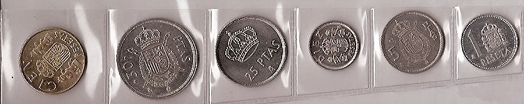 Coins - Spain - Juan Carlos I (pesetas) - 1983 - Complete year